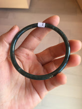 Load image into Gallery viewer, 59.5mm Certified Type A 100% Natural dark green/blue/gray with Guatemala slim round cut Jadeite bangle BG201-8853
