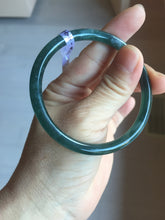 Load image into Gallery viewer, 55.6mm Certified Type A 100% Natural dark green/blue/gray Guatemala slim round cut Jadeite bangle PD20-4453
