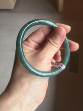 Load image into Gallery viewer, 59.5mm Certified Type A 100% Natural light green/blue/gray Guatemala slim round cut Jadeite bangle BP220-3800
