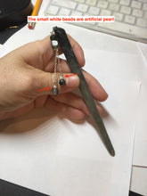 Load image into Gallery viewer, 13.5cm 100% Natural light green black gray Xiu Jade Serpentine hairpin AW31
