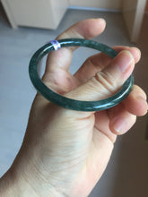 Load image into Gallery viewer, 56mm Certified Type A 100% Natural dark green/blue/gray Guatemala slim round cut Jadeite bangle PD16-4447
