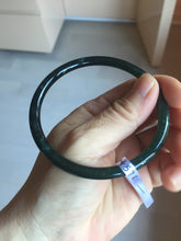 Load image into Gallery viewer, 61.5mm Certified Type A 100% Natural dark green/blue/gray Guatemala slim round cut Jadeite bangle PD22-4457
