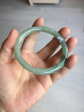 Load image into Gallery viewer, 57mm Certified type A 100% Natural  light green gray round cut Jadeite bangle PD39-9585
