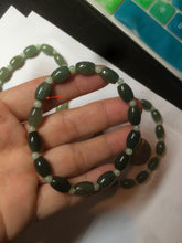 Load image into Gallery viewer, 100% natural  type A oily dark green olive +round jadeite jade bead  bracelet AT91
