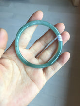 Load image into Gallery viewer, 55.5mm Certified Type A 100% Natural light green/blue/gray Guatemala slim round cut Jadeite bangle PD68-1470
