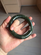 Load image into Gallery viewer, 59mm certified 100% Natural dark green/gray/black chubby round cut nephrite Hetian Jade bangle HF86-0209
