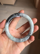 Load image into Gallery viewer, RESERVED! please don&#39;t order. Thank you. 55.5mm certified Type A 100% Natural black white light green (WuJi) chubby round cut Jadeite Jade bangle PB159-5845
