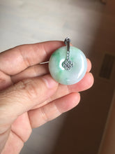 Load image into Gallery viewer, 27.8/6.1mm Type A 100% Natural sunny green light purple red Jadeite Jade Safety Guardian Button donuts Pendant group BP108
