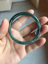 Load image into Gallery viewer, 54mm Certified Type A 100% Natural icy watery deep sea dark green/blue/gray/black slim round cut Guatemala Jadeite bangle BM118-2071
