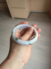 Load image into Gallery viewer, 56.7mm certified 100% natural Type A dark green/purple/white with green floating flowers jadeite jade bangle PB233-2826
