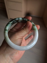 Load image into Gallery viewer, 60mm certified 100% natural type A dark green white  jadeite jade bangle AY72-1724
