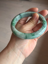 Load image into Gallery viewer, 60.5mm certified Type A 100% Natural sunny green gray black Jadeite Jade bangle BS82-9879
