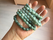 Load image into Gallery viewer, 9.8x8mm 100% natural type A light green blue olive(Lulutong) jadeite beads bracelet group Bp188
