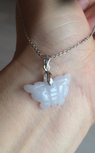 Load image into Gallery viewer, 100% Natural type A icy watery  light green purple white 3D Jadeite Jade butterfly pendant BG47
