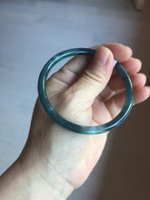 Load image into Gallery viewer, 58.4mm Certified Type A 100% Natural dark green/blue/gray with flying snow Guatemala slim round cut Jadeite bangle PD50-5519
