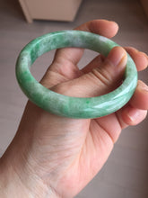 Load image into Gallery viewer, 59mm certified Type A 100% Natural sunny green white gray Jadeite Jade bangle BS80-9893
