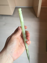 Load image into Gallery viewer, 20.5cm 100% Natural light green yellow black Xiu Jade Serpentine hairpin AW14
