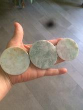 Load image into Gallery viewer, Type A 100% Natural light green/purpleJadeite Jade disc group (pendant, home decor, or worry stone) A124 add on item
