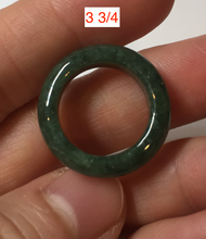 Load image into Gallery viewer, Size 2 1/2-8 100% natural type A oily dark green/black jadeite jade band ring AX158
