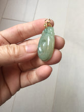 Load image into Gallery viewer, 100% Natural type A icy oily dark green Jadeite Jade seashell (福贝)  pendant F146
