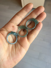 Load image into Gallery viewer, Size 7 3/4 100% natural type A icy watery oily dark green/blue/gray/purple/black one-piece carved dragon slim jadeite jade ring group PB117
