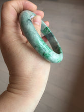 Load image into Gallery viewer, 60.5mm certified Type A 100% Natural sunny green gray black Jadeite Jade bangle BS82-9879
