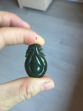 Load image into Gallery viewer, 100% Natural type A dark green/gray/black(油青) Jadeite Jade seashell (福贝)  pendant group BP187
