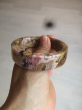 Load image into Gallery viewer, 54.9mm 100% natural pink/black time series(时光系列) rose stone (Rhodonite)square bangle XY83
