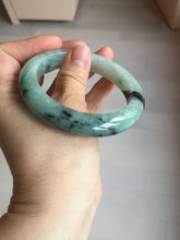 Load image into Gallery viewer, 56.5mm Certified Type A 100% Natural icy watery light green dark green chubby Jadeite Jade bangle BP36-8907
