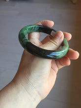 Load image into Gallery viewer, Sold  58.8mm Certified 100% natural Type A sunny green dark green/black(绿水墨)  jadeite jade bangle PB57-9764
