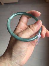Load image into Gallery viewer, 59.3mm Certified Type A 100% Natural dark green/blue/gray Guatemala slim round cut Jadeite bangle BP191-2432
