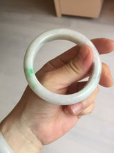 Load image into Gallery viewer, 53.2mm certificated Type A 100% Natural sunny green white(白底青) Jadeite Jade bangle BN74-3873
