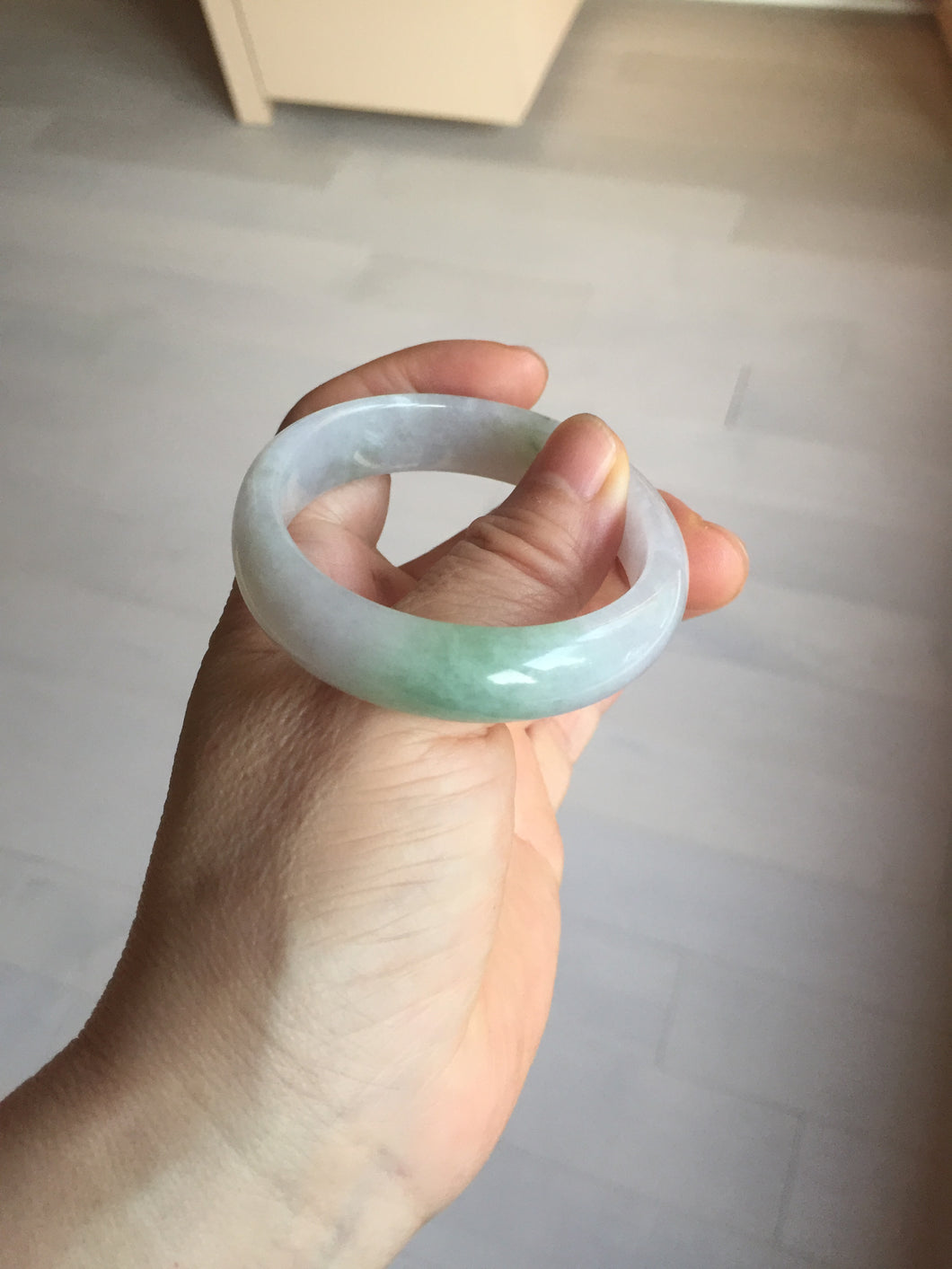 51mm certified 100% natural Type A icy watery light green purple oval jadeite jade bangle PB209-2837