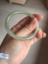 Load image into Gallery viewer, 52.7mm Certified type A 100% Natural light green yellow brown floating seaweed slim round cut Jadeite bangle E90-6616
