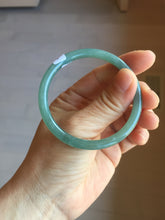 Load image into Gallery viewer, 53mm Certified Type A 100% Natural icy watery deep sea dark green/blue/gray/black Guatemala slim round cut Jadeite bangle PB146-8141
