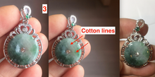 Load image into Gallery viewer, Type A 100% Natural dark green with green floating flowers Jadeite Jade Safety Guardian Button donuts Pendant group X138
