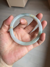 Load image into Gallery viewer, 60mm 100% Natural type A light green/white carved and golden-painted round cut Jadeite Jade bangle PC71
