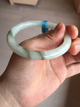 Load image into Gallery viewer, 54.5mm Certified type A 100% Natural light green round cut Jadeite bangle BM82-0413
