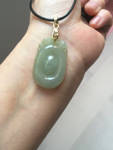 Load image into Gallery viewer, 100% Natural type A icy oily light green gray Jadeite Jade seashell (福贝)  pendant F147
