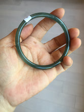 Load image into Gallery viewer, 63mm Certified Type A 100% Natural deep sea dark green/blue/black slim round cut Guatemala Jadeite bangle PC62-7020
