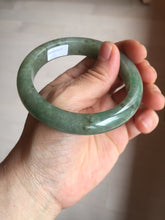 Load image into Gallery viewer, 57.2mm certified Type A 100% Natural icy watery dark green gray Jadeite Jade bangle PC14-0371
