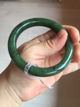 Load image into Gallery viewer, 57.5mm certified 100% Natural dark green black (碧玉) nephrite Jade bangle HN12-1581
