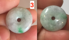 Load image into Gallery viewer, 19.3-22.4mm Type A 100% Natural sunny green/purple/gray Jadeite Jade Safety Guardian Button donuts Pendant group BL147
