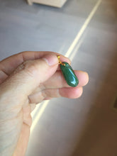 Load image into Gallery viewer, 100% Natural type A icy watery dark green/black/gary Jadeite Jade belssed melon pendant PC124-4

