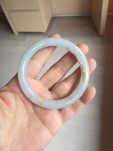 Load image into Gallery viewer, 56.5mm 100% Natural type A light green white carved and golden-painted Jadeite Jade bangle PA112-4326
