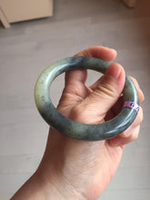 Load image into Gallery viewer, 56mm Certified 100% Natural black/gray sesame paste 芝麻糊 青花 round cut nephrite Jade bangle HHE106-5498
