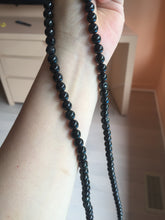 Load image into Gallery viewer, 7.5mm 100% natural type A black/dark green (Mocui, 墨翠)  jadeite jade bead necklace BN78
