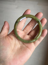 Load image into Gallery viewer, 53.2mm certified type A 100% Natural green/yellow with dark green floating flowers Jadeite Jade bangle PC104-9106
