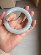Load image into Gallery viewer, 56.5mm 100% Natural type A icy watery green/blue carved and golden-painted chubby round cut Jadeite Jade bangle PC75
