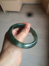 Load image into Gallery viewer, 卖了  57.7mm Certified Type A 100% Natural oily dark green/black/white Jadeite Jade bangle AM86-0393
